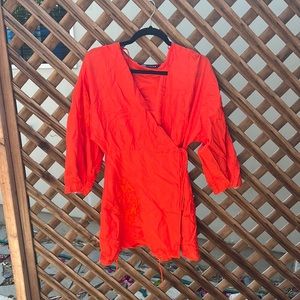Zara linen red dress